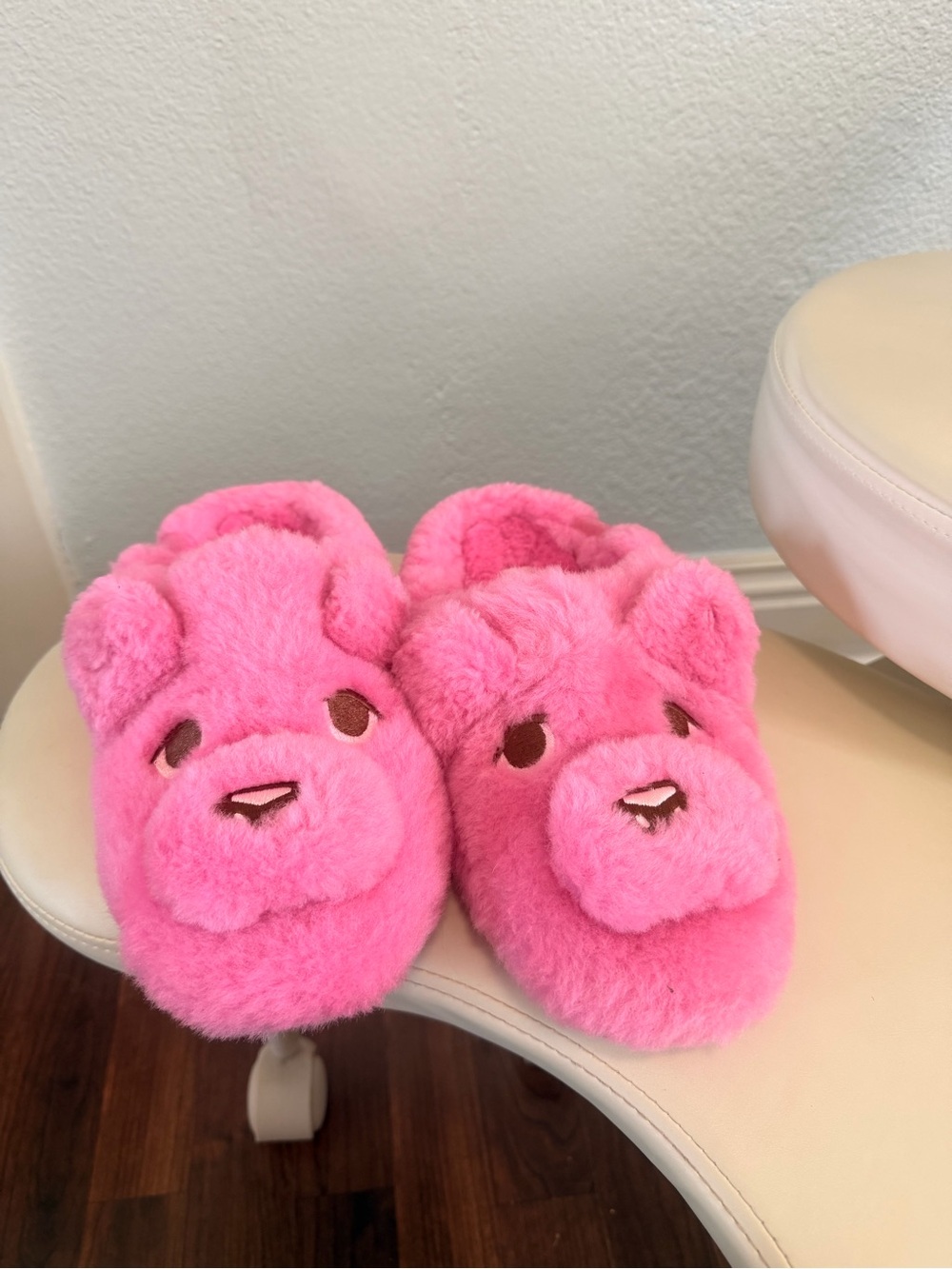 UGG Pink Plush Bear Shearling Slippers
